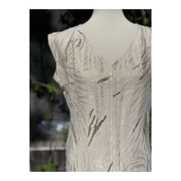 Vintage Lourdes Chavez Designer Shift Dress Ivory Gold Mother of Bride Cotton Sz - Picture 6 of 16